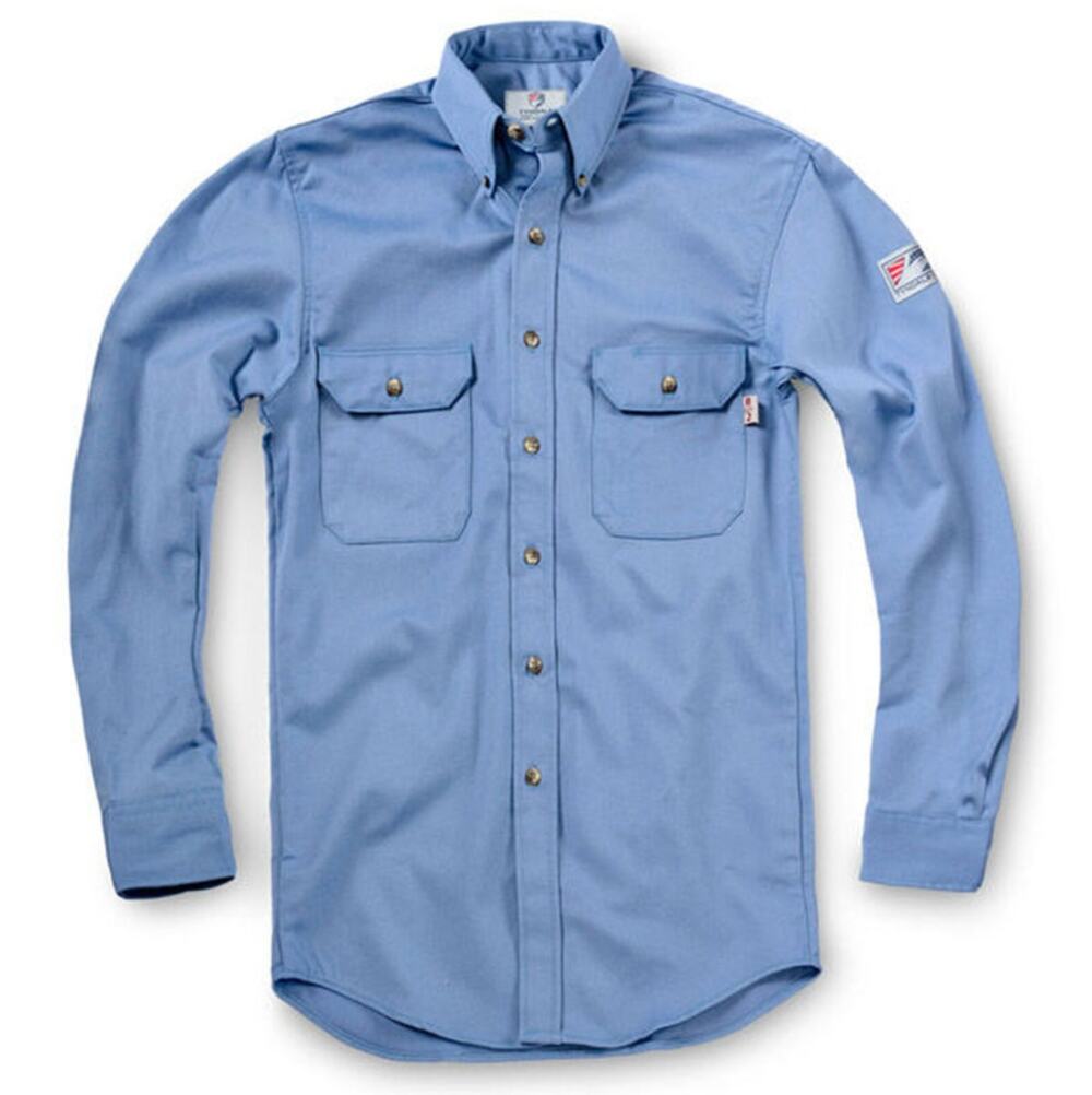 TYNDALE Men's Classic Flame Resistant Work Shirt XL Light Blue K196T NWOT